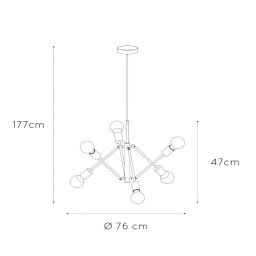 Lucide Lester pendant light, 6-bulb, adjustable