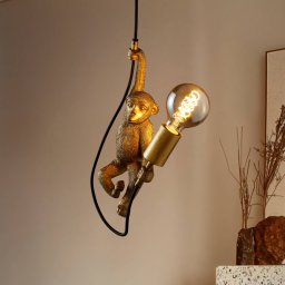 Lucide Extravaganza Chimp pendant light, gold matt/black