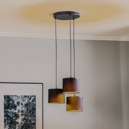 Luminex Soho pendant light, cylindrical, round, 3-bulb, blue/gold