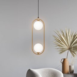 Maytoni Ring hanging light 2-bulb brass/white