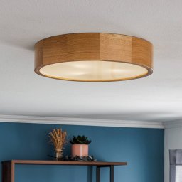 TEMAR LIGHTING Cleo DR375 ceiling light, IP54, Ø 37.5 cm, oak wood, E27