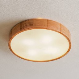 TEMAR LIGHTING Cleo DR475 ceiling light, IP54, Ø 47.5 cm, oak wood, E27