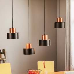 TEMAR LIGHTING Olla hanging light in black/copper, 4-bulb