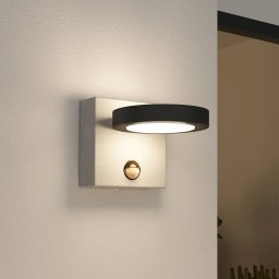 Lucande Belna LED outdoor wall lamp, concrete, sensor, IP54