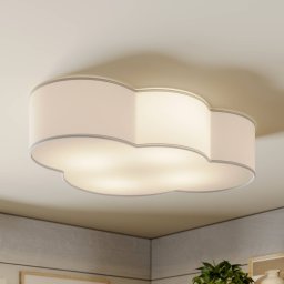 TK Lighting Ceiling light Cloud, white, textile, length 62 cm, E27, 4-bulb.