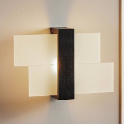 SOLLUX LIGHTING Shifted 1 wall light, glass and wenge wood