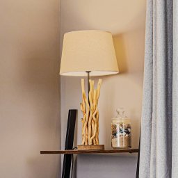 ONLI Agar table lamp with fabric shade and wooden element