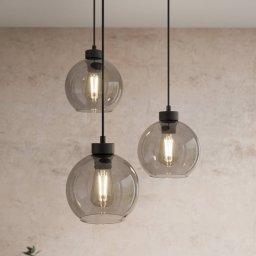 TK Lighting Cubus pendant light, Ø 50 cm, 3-bulb, smoky grey, glass