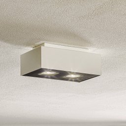 SOLLUX LIGHTING Kasi ceiling light in white steel, 2-bulb