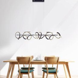 JUST LIGHT. GmbH Curls LED pendant light, black, metal, 99 cm long, dimmable
