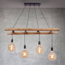 JUST LIGHT. GmbH Edgar hanging light made of wood, four-bulb