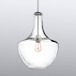 KICHLER Medium glass hanging light Everly chrome socket