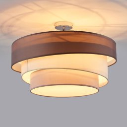 Lindby Melia ceiling light, brown/grey, textile, Ø 56cm