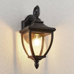 Lindby outdoor wall lamp Cerys, black, plastic, height 37 cm