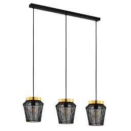 EGLO Escandidos hanging light, black/gold, 3-bulb