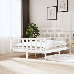vidaXL 3101349 Bed Frame without Mattress White Solid Wood 140x200 cm (810083+814195)