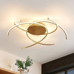 Lindby LED ceiling light Yareli, gold, metal, Ø 70cm