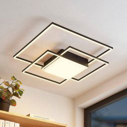 Lindby LED ceiling light Nelinka, 60 cm, black, aluminium