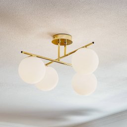 Domiluce Aurora ceiling light, gold, Ø 50 cm, 4-bulb, glass, E14