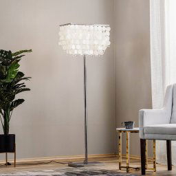 ONLI Makani floor lamp, chrome, with shell decoration