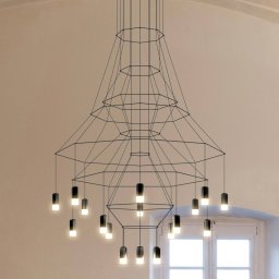 Vibia Wireflow LED pendant light, black, 279 cm