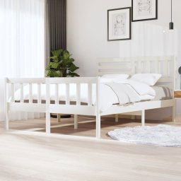vidaXL 3101154 Bed Frame without Mattress White Solid Wood 140x200 cm (810083+814145)
