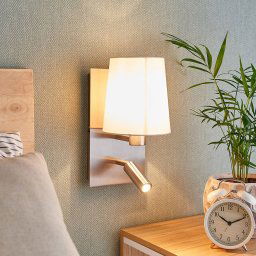 Lindby wall light Aiden, white, nickel, LED reading light