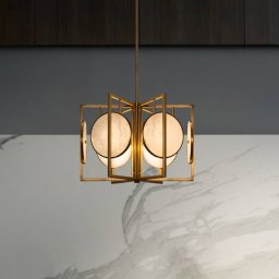 Maytoni Marmo hanging light in gold, 6-bulb