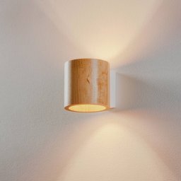 SOLLUX LIGHTING Ara wall light as a wooden cylinder