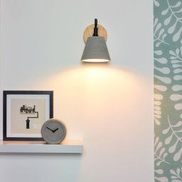 Lucide Possio - Wall light with concrete shade and wood
