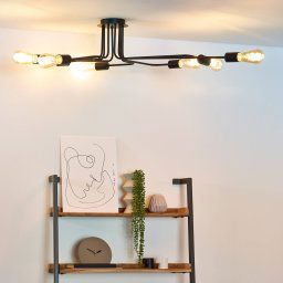 Lucide 8-bulb ceiling light Lester, black
