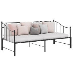 vidaXL Pull-out Sofa Bed Frame without Mattress Black Metal 90x200 cm