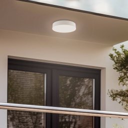 Lindby LED outdoor ceiling lamp Lahja, white, sensor, IP65