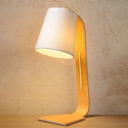 Lucide White Nordic wooden table lamp with fabric shade