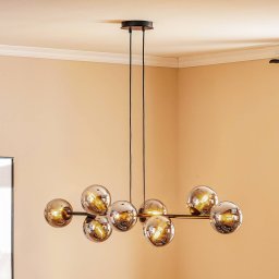 EMIBIG LIGHTING Glassy pendant light, 8-bulb, black, graphite, glass, E14