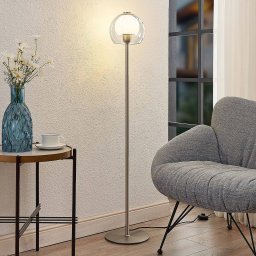 Lucande Kaiya floor lamp with glass shade