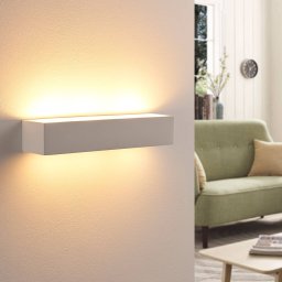 Lindby Arya wall light, up/down, white, plaster, G9, 2-bulb, paintable