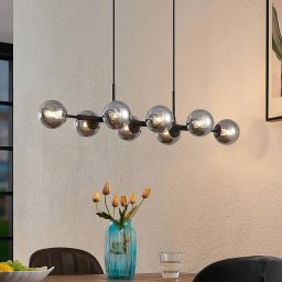 Lindby Kiamo pendant light with glass shades, smoke