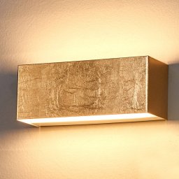 Lindby LED wall lamp Quentin, 23cm wide, gold-coloured, metal