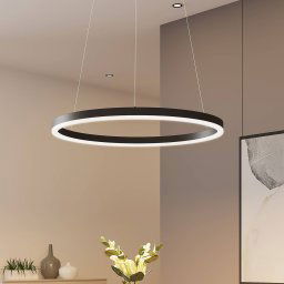 Arcchio LED pendant light Albiona, black, 1 ring, Ø 60 cm
