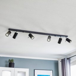 SOLLUX LIGHTING Downlight Round in black, 6-bulb linear