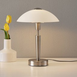 EGLO Solo 1 bedside table lamp, nickel, white