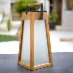 Les Jardins Tecka LED solar lantern, teak wood natural, 39 cm