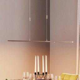 Quitani LED pendant light Tolu, nickel, length 158 cm