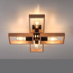 JUST LIGHT. GmbH Frame wooden ceiling light, 4-bulb