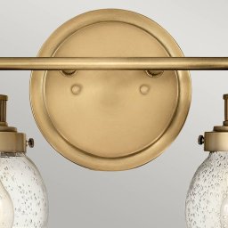Quintiesse Poppy bathroom wall light, 2-bulb, brass