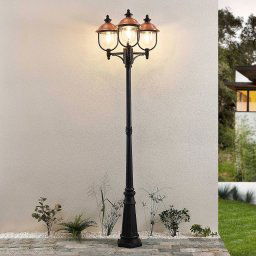 Lindby outdoor light Clint, 225cm, 3-bulb, seawater resistant, E27