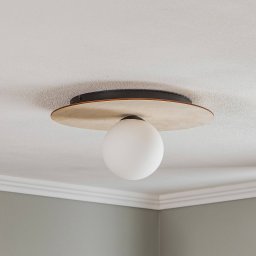 EMIBIG LIGHTING Kenzo ceiling light, round, brown/white, 1-bulb