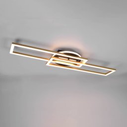 Reality Leuchten Twister LED ceiling lamp, rotatable, remote, brass
