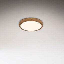 Briloner LED ceiling lamp Runa Wood wood look 3,000 K Ø28cm